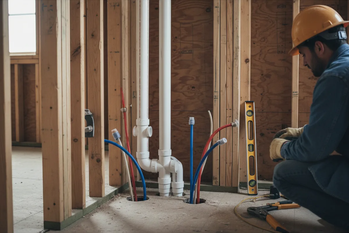 Drain and supply rough-in during Sump Pump Repair in Carlton