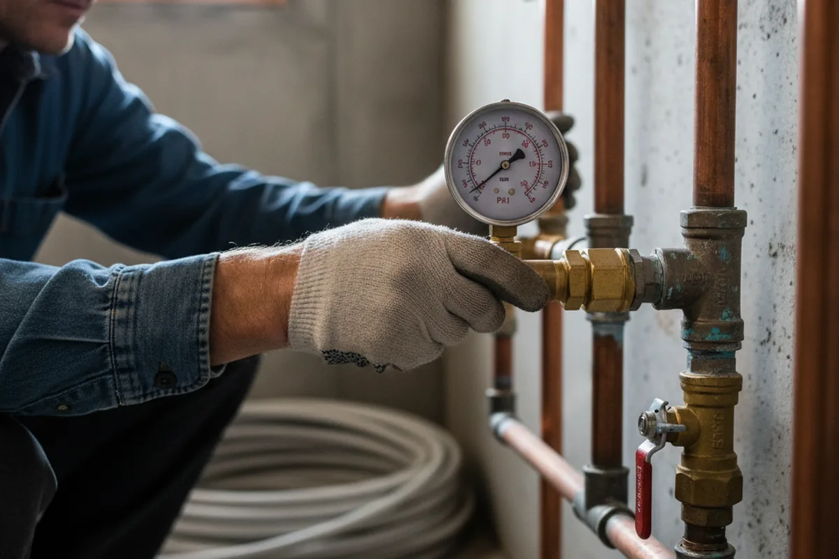 Pressure testing a repaired line during Water Line Repair in Carlton